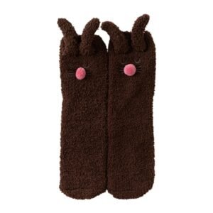 chaussettes oreille lapin marron foncé