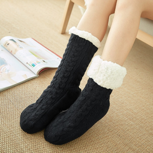 cozy black slipper socks for women