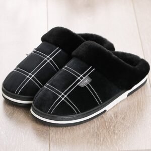 cozy plaid slippers for men - 50-51, Black