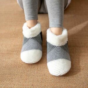cozy womens slipper socks with non slip sole - Black