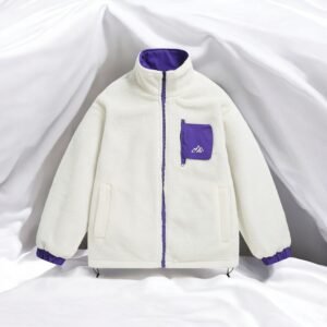 men's reversible sherpa fleece jacket - White, S