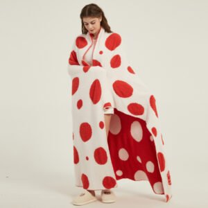 cozy red polka dot throw blanket