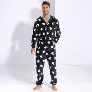 Cozy men's fleece onesie pajamas - M