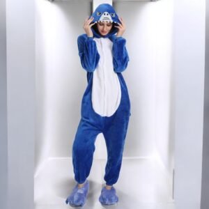 blue shark fleece pajama - S
