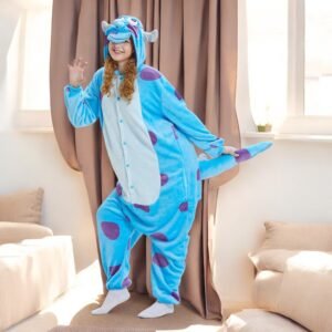 blue sully fleece onesie for women - S