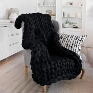 cozy chunky knit wool blanket - 50x50 cm
