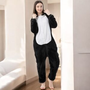 Penguin fleece onesie pajamas for women - S