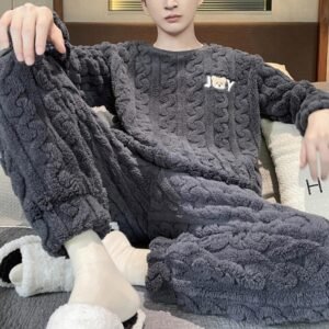cozy coral fleece pajamas for men - M