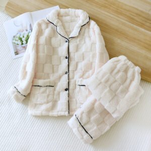 cozy fleece pajamas for women - Beige, S