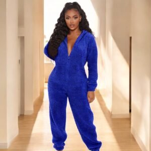 blue fleece onesie for women - S