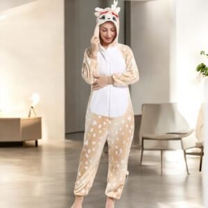 fawn print fleece onesie pajamas - S