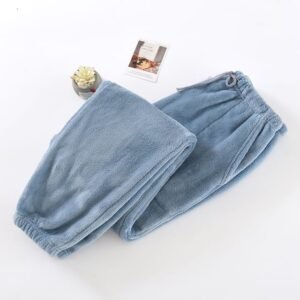men's plush fleece pajama pants - Light blue