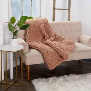 cozy taupe chunky knit blanket - 50x50 cm