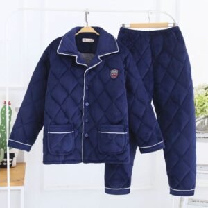 men's navy quilted fleece pajamas - XL