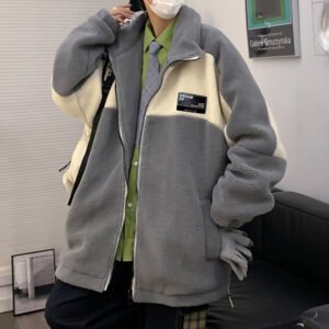 cozy two tone men's sherpa jacket - M