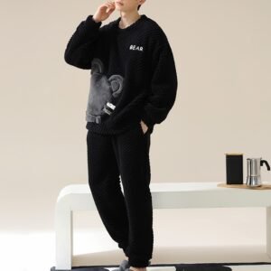 cozy bear fleece pajamas for men - L
