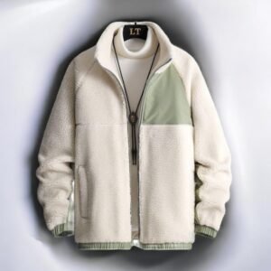 mens sherpa fleece jacket - White, 4XL