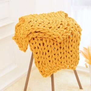 mustard chunky knit blanket - 50x50 cm