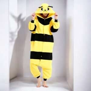 bee fleece onesie pajamas for women - S