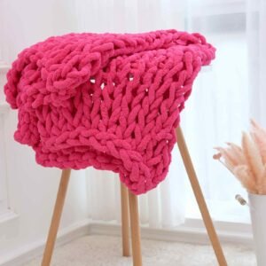 pink chunky knit blanket - 50x50 cm