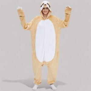 cozy sloth fleece onesie for women - S