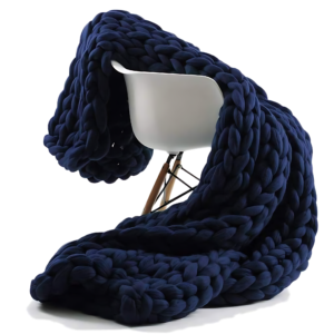 blue chunky knit blanket - 50x50 cm
