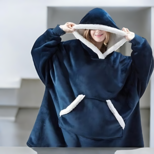 oversized fleece blanket hoodie - Navy blue