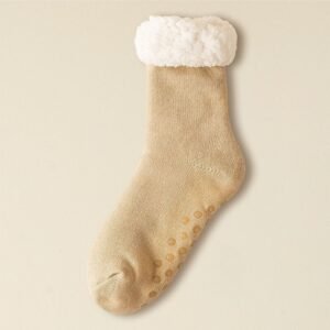 cozy fuzzy non slip men's slipper socks - Beige