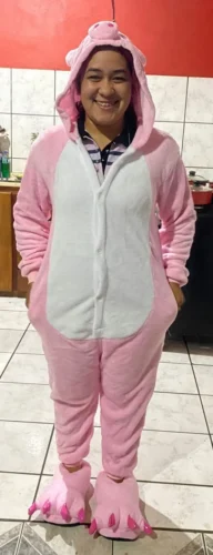 pink pig fleece onesie pajamas photo review