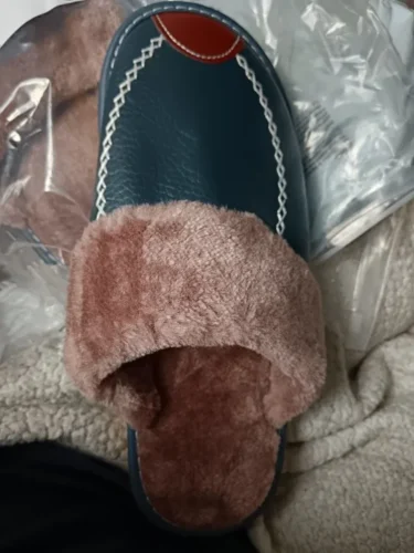 men's fur lined leather slippers photo review