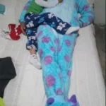 blue sully fleece onesie for women photo review
