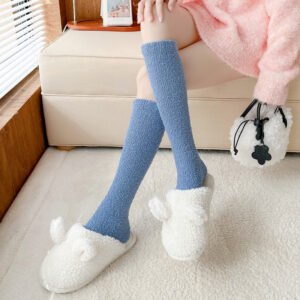 cozy knee high slipper socks for women - Blue