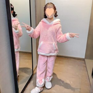 cozy pink bunny fleece pajamas for girls - 4-5 years