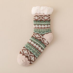 cozy sherpa lined slipper socks for men - Beige