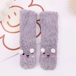 fuzzy chenille slipper socks for women - Grey