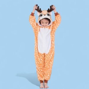 kids deer fleece onesie pajamas - 3-4 years