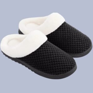 men's cozy fur lined slippers - Noir