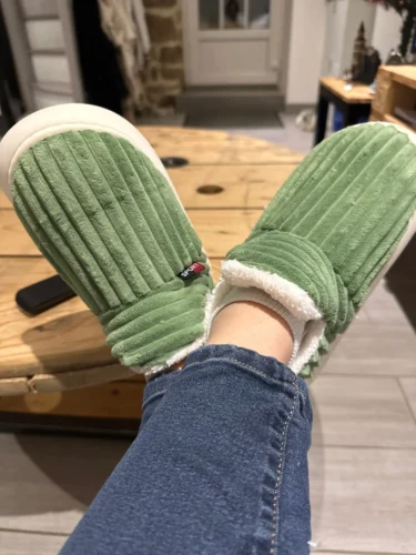 Click to view full screen cozy green women's slippers photo review