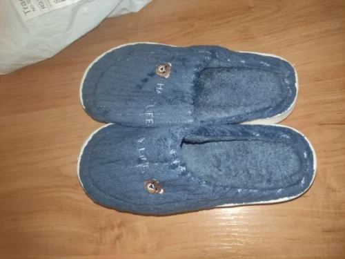 mens navy blue fuzzy slippers photo review
