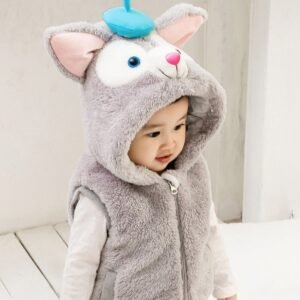 kawaii animal fleece kids vest - Grey, 12-24 months