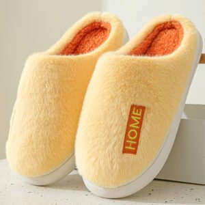 cozy fuzzy yellow mens slippers - 7.5-8.5