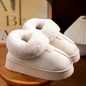 women's cozy faux fur slipper boots - White, 34-35