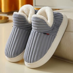 cozy gray plush slippers for women - 4-5