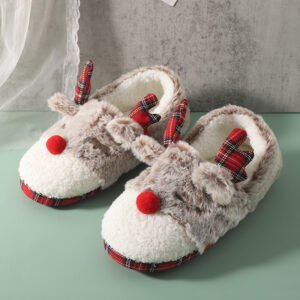 women's reindeer christmas slippers - 4-5