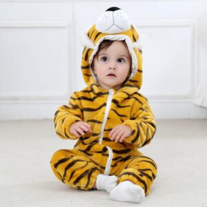 kids tiger fleece onesie - 3-6 mois