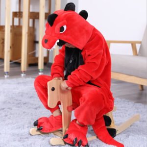 cozy dinosaur kids fleece pajamas - Red, 4-5 years