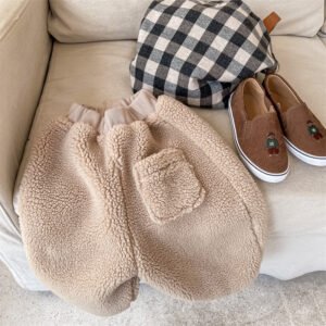 cozy double fleece kids pants - Beige, 12-24 months