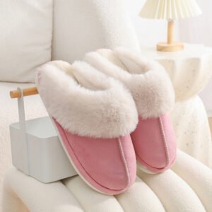 pink fuzzy mule slippers - 4-5