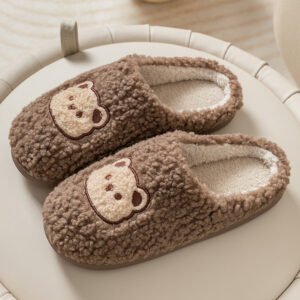 cozy plush slippers for men - Brown, 7.5-8.5