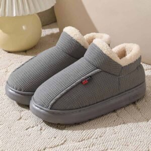 womens fuzzy slipper boots - Grey, 4-5